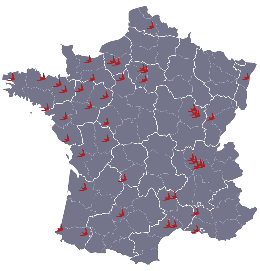 Localisation de nos entreprises membres